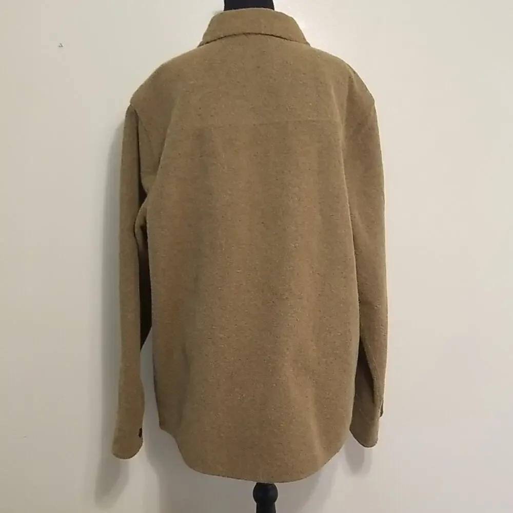 Alpine Design Men's Warm Fleece Shacket Tan Shirt Jacket Fall Winter Size Large